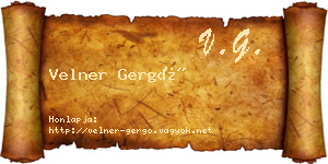 Velner Gergő névjegykártya